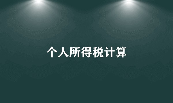 个人所得税计算