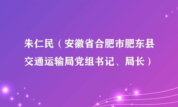 朱仁民（安徽省合肥市肥东县交通运输局党组书记、局长）