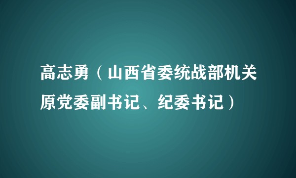 高志勇（山西省委统战部机关原党委副书记、纪委书记）