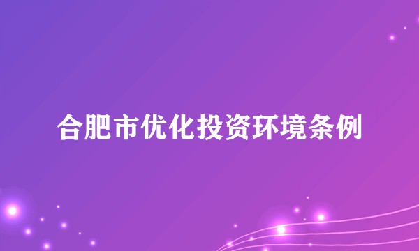 合肥市优化投资环境条例