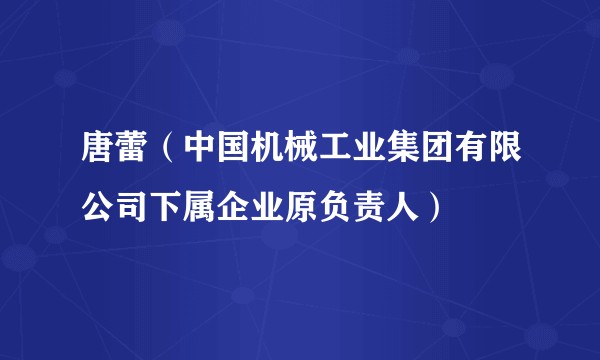 唐蕾(中国机械工业集团有限公司下属企业原负责人)