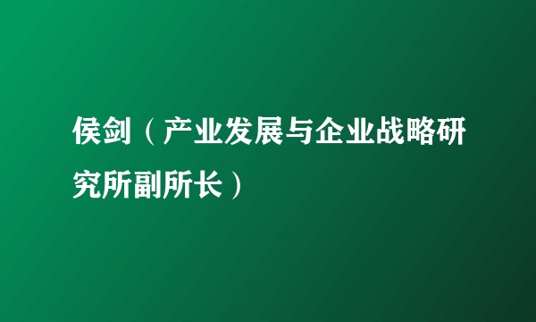 侯剑（产业发展与企业战略研究所副所长）
