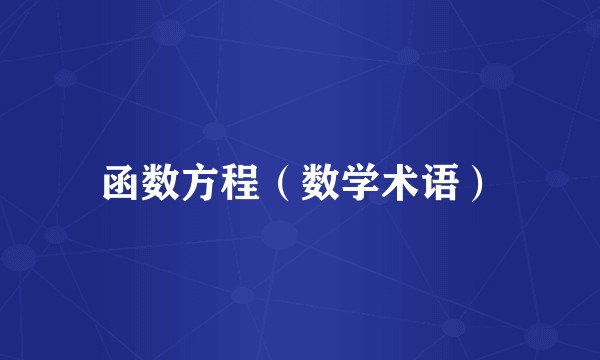 函数方程（数学术语）