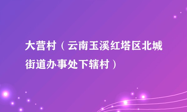 大营村（云南玉溪红塔区北城街道办事处下辖村）