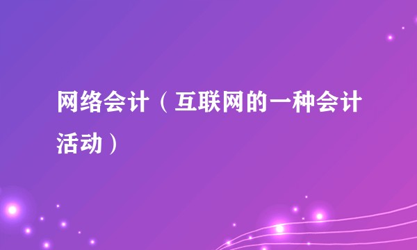 网络会计（互联网的一种会计活动）