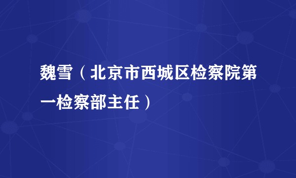 魏雪（北京市西城区检察院第一检察部主任）