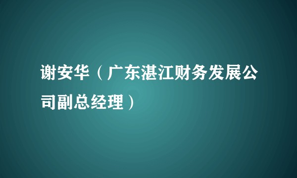 谢安华（广东湛江财务发展公司副总经理）
