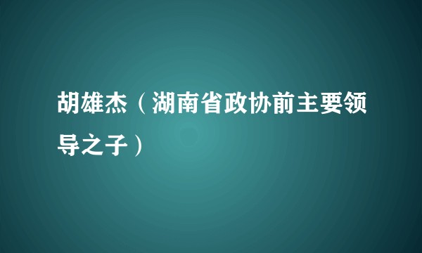 胡雄杰（湖南省政协前主要领导之子）