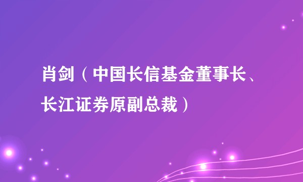 肖剑(中国长信基金董事长、长江证券原副总裁)