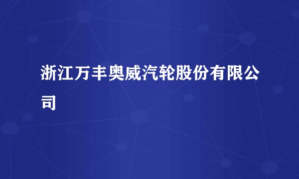 浙江万丰奥威汽轮股份有限公司
