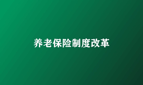 养老保险制度改革