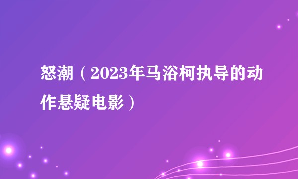 怒潮（2023年马浴柯执导的动作悬疑电影）