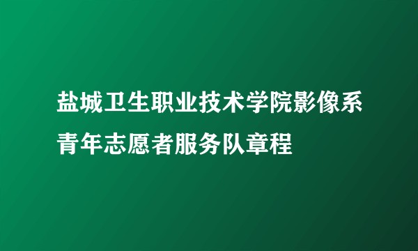 盐城卫生职业技术学院影像系青年志愿者服务队章程