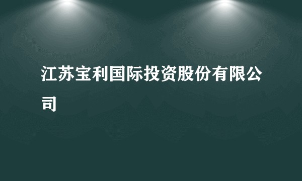 江苏宝利国际投资股份有限公司