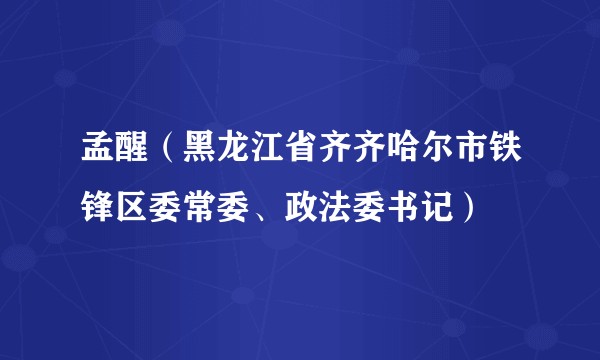 孟醒(黑龙江省齐齐哈尔市铁锋区委常委、政法委书记)