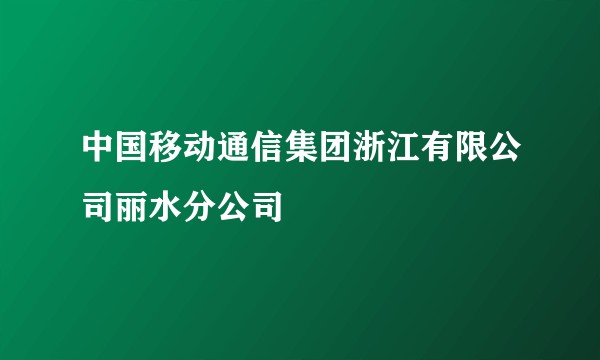 中国移动通信集团浙江有限公司丽水分公司