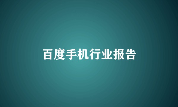 百度手机行业报告
