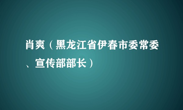 肖爽（黑龙江省伊春市委常委、宣传部部长）