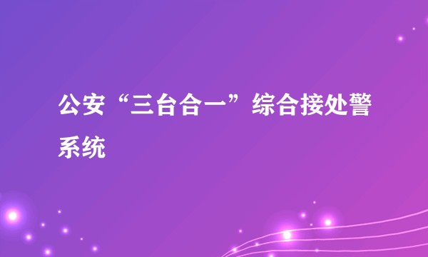 公安“三台合一”综合接处警系统