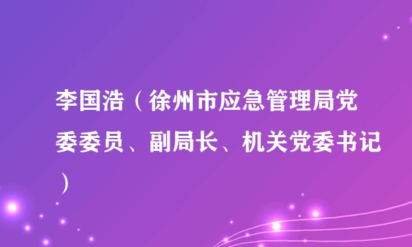 李国浩（徐州市应急管理局党委委员、副局长、机关党委书记）