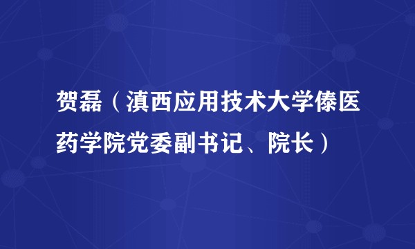 贺磊（滇西应用技术大学傣医药学院党委副书记、院长）