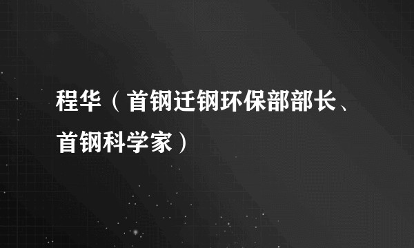 程华(首钢迁钢环保部部长、首钢科学家)