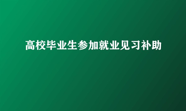 高校毕业生参加就业见习补助