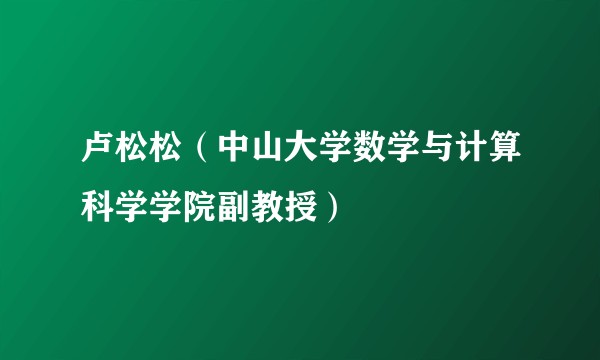 卢松松（中山大学数学与计算科学学院副教授）