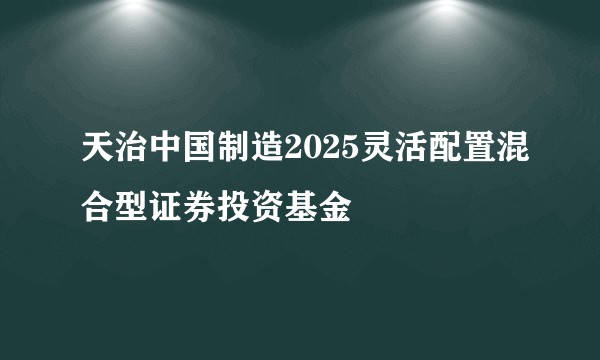 天治中国制造2025灵活配置混合型证券投资基金