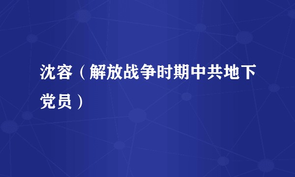 沈容（解放战争时期中共地下党员）