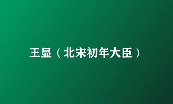 王显（北宋初年大臣）