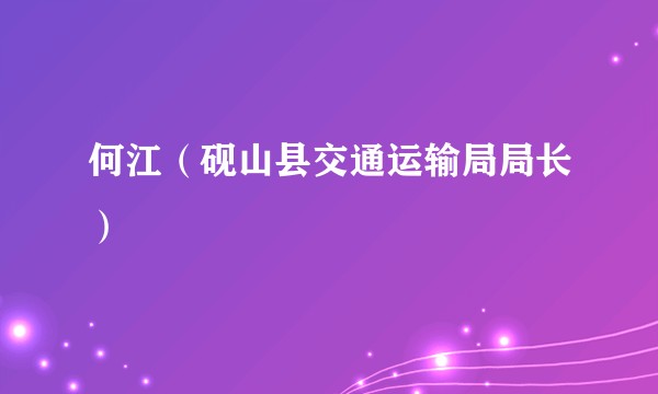 何江（砚山县交通运输局局长）