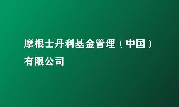 摩根士丹利基金管理(中国)有限公司