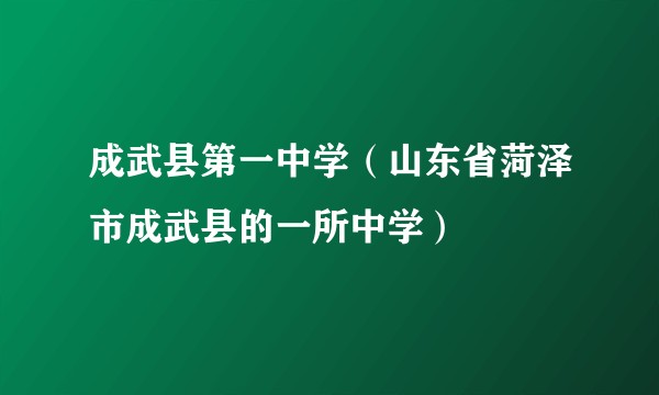 成武县第一中学（山东省菏泽市成武县的一所中学）