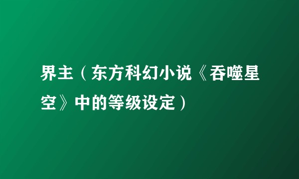 界主（东方科幻小说《吞噬星空》中的等级设定）