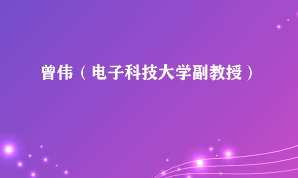 曾伟（电子科技大学副教授）