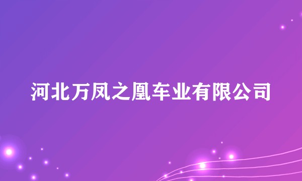 河北万凤之凰车业有限公司