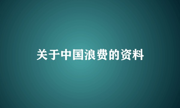 关于中国浪费的资料