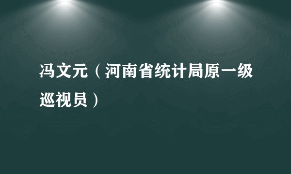 冯文元（河南省统计局原一级巡视员）