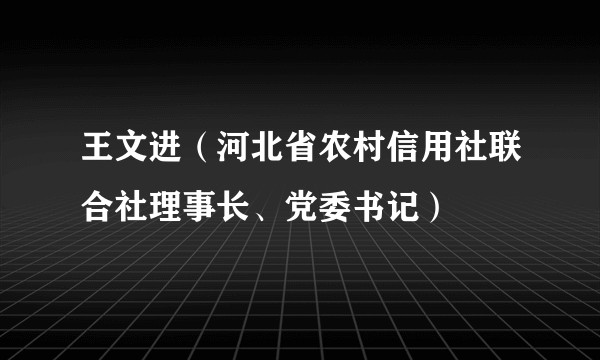 王文进（河北省农村信用社联合社理事长、党委书记）