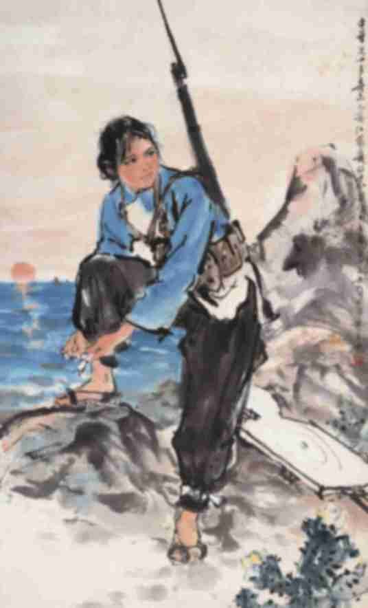 不爱红装爱武装（1961年杨之光创作的纸本水墨设色画）