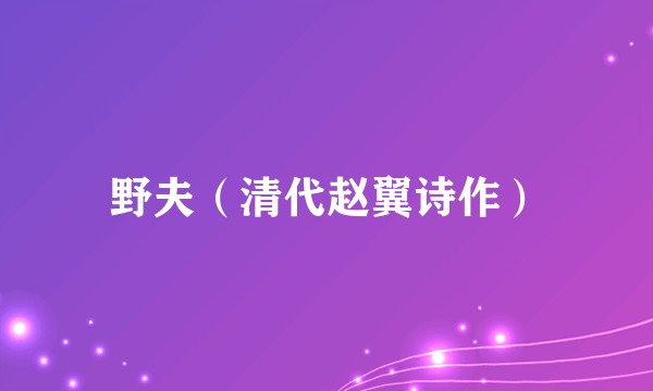 野夫（清代赵翼诗作）