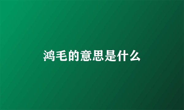 鸿毛的意思是什么