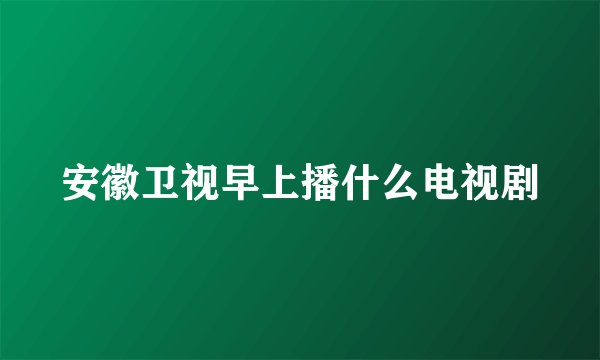 安徽卫视早上播什么电视剧