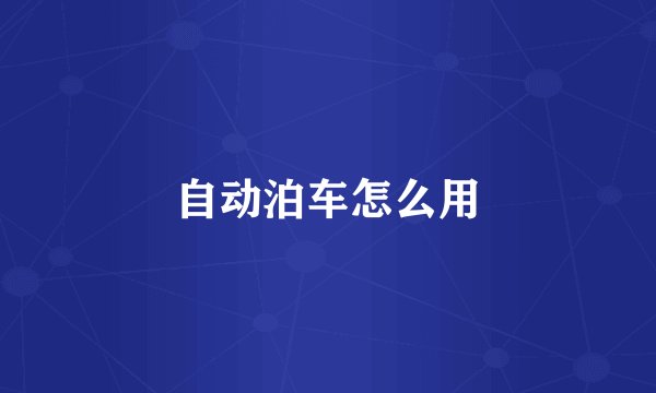 自动泊车怎么用