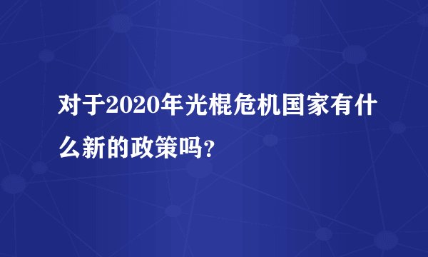对于2020年光棍危机国家有什么新的政策吗？
