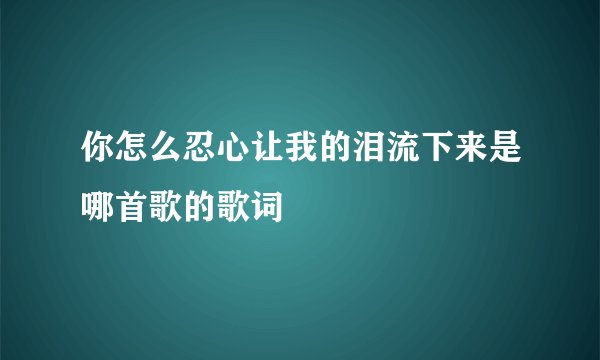 你怎么忍心让我的泪流下来是哪首歌的歌词