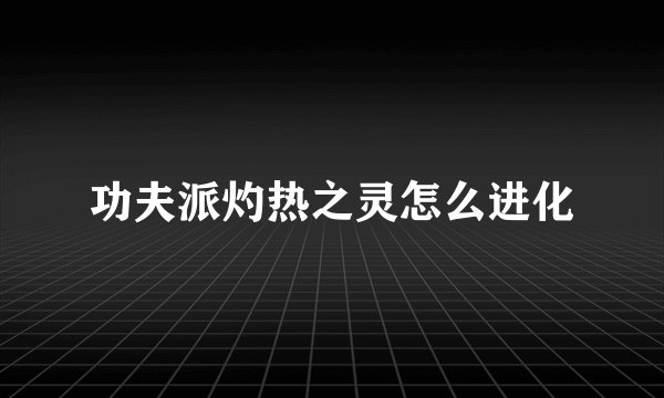 功夫派灼热之灵怎么进化