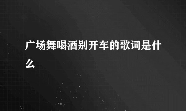 广场舞喝酒别开车的歌词是什么