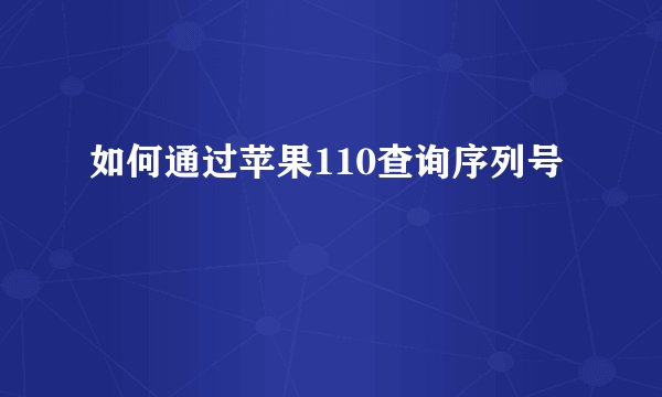 如何通过苹果110查询序列号